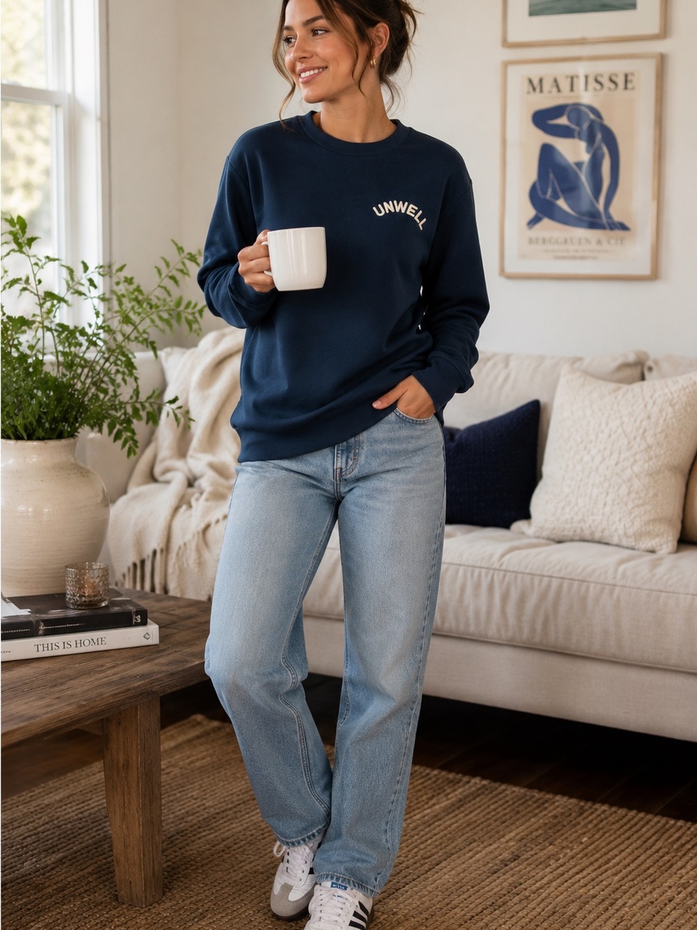 Unwell Apparel “In Good Company” Crewneck Sweatshirt | Size Small | Navy Blue